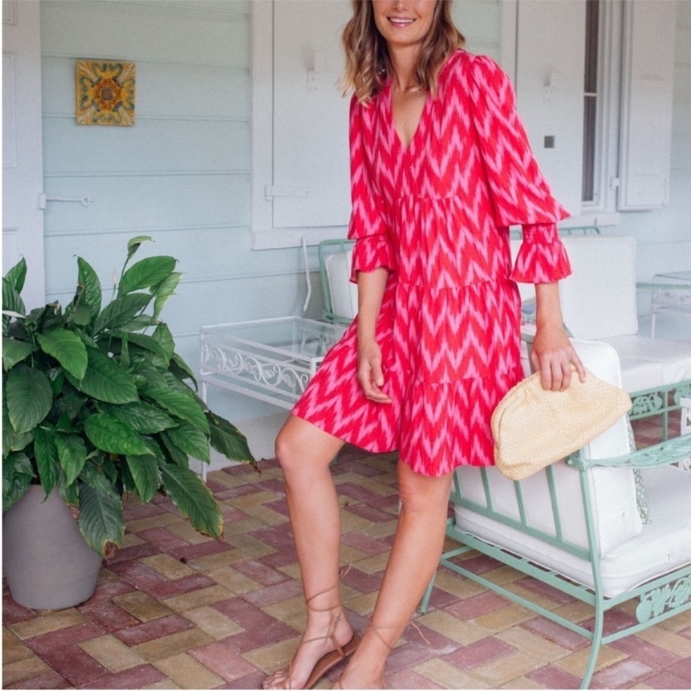 Tuckernuck Pomander Place Hot Pink Ikat Kenzo
Ruffle Tiered Dress Size Small